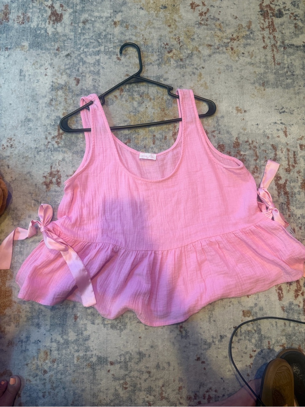 Pink Lily Pink Tie-Side Peplum Tank - Pink